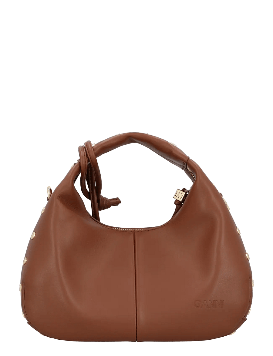 Ganni - Mini Studded Hobo Handbag - besondere anlässe - sorrel horse - 2