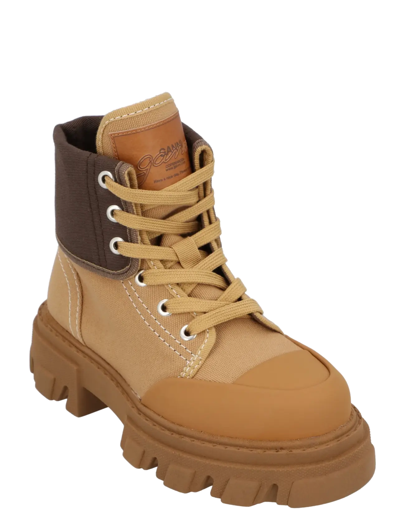 Ganni Boots Cleated Canvas Trail - Stiefel - BROWN / brown