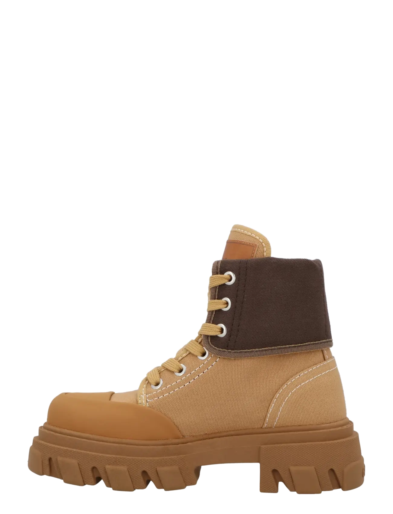Ganni - Boots Cleated Canvas Trail - flache stiefeletten - brown - 1