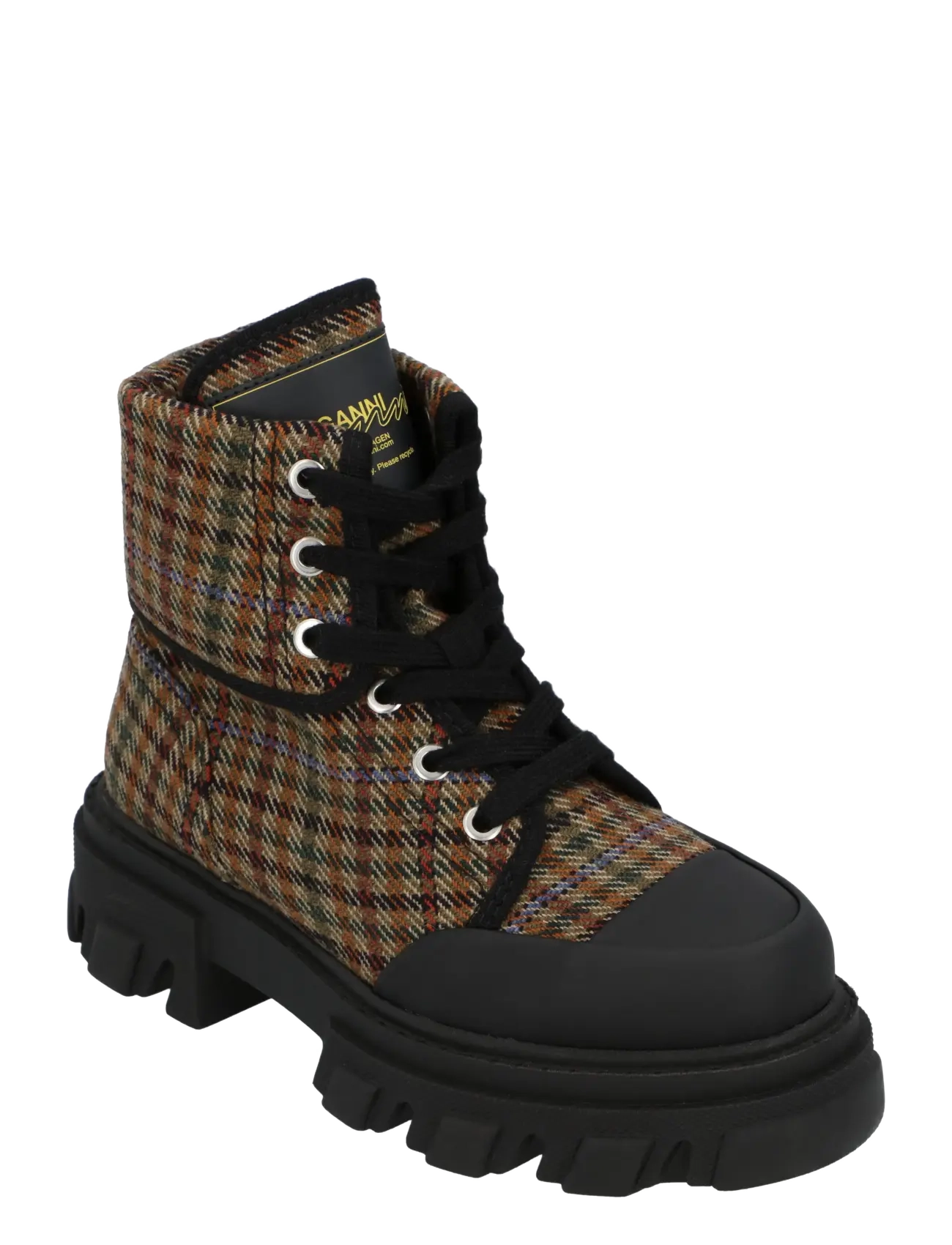Ganni Boots Cleated Canvas Wool - Stiefel - MULTICOLORED / brown