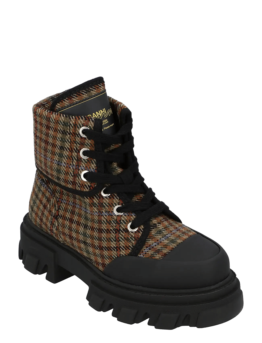 Ganni - Boots Cleated Canvas Wool - geschnürte stiefel - multicolored - 0