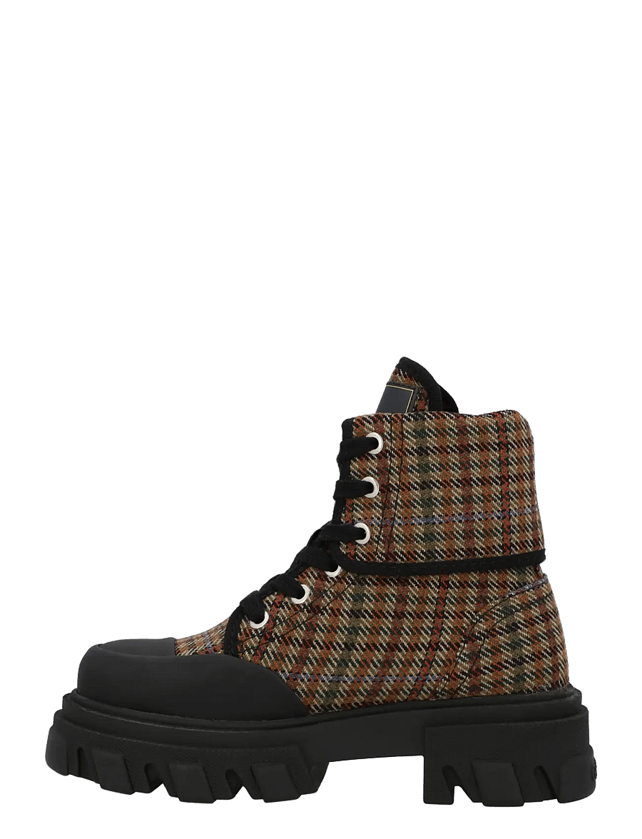 Ganni - Boots Cleated Canvas Wool - geschnürte stiefel - multicolored - 1