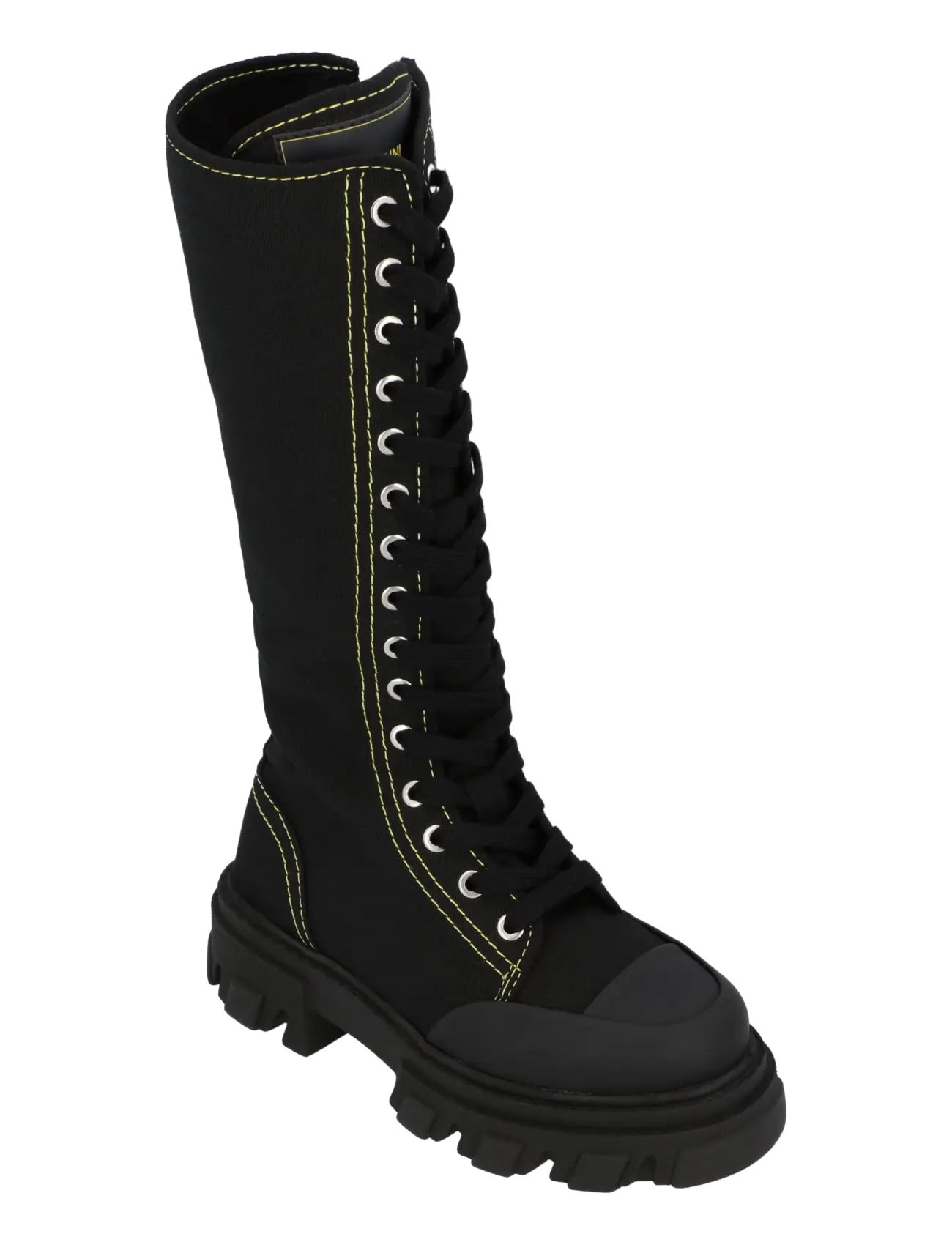 Ganni Boots Cleated High Canvas Trail - Schuhe - BLACK / black