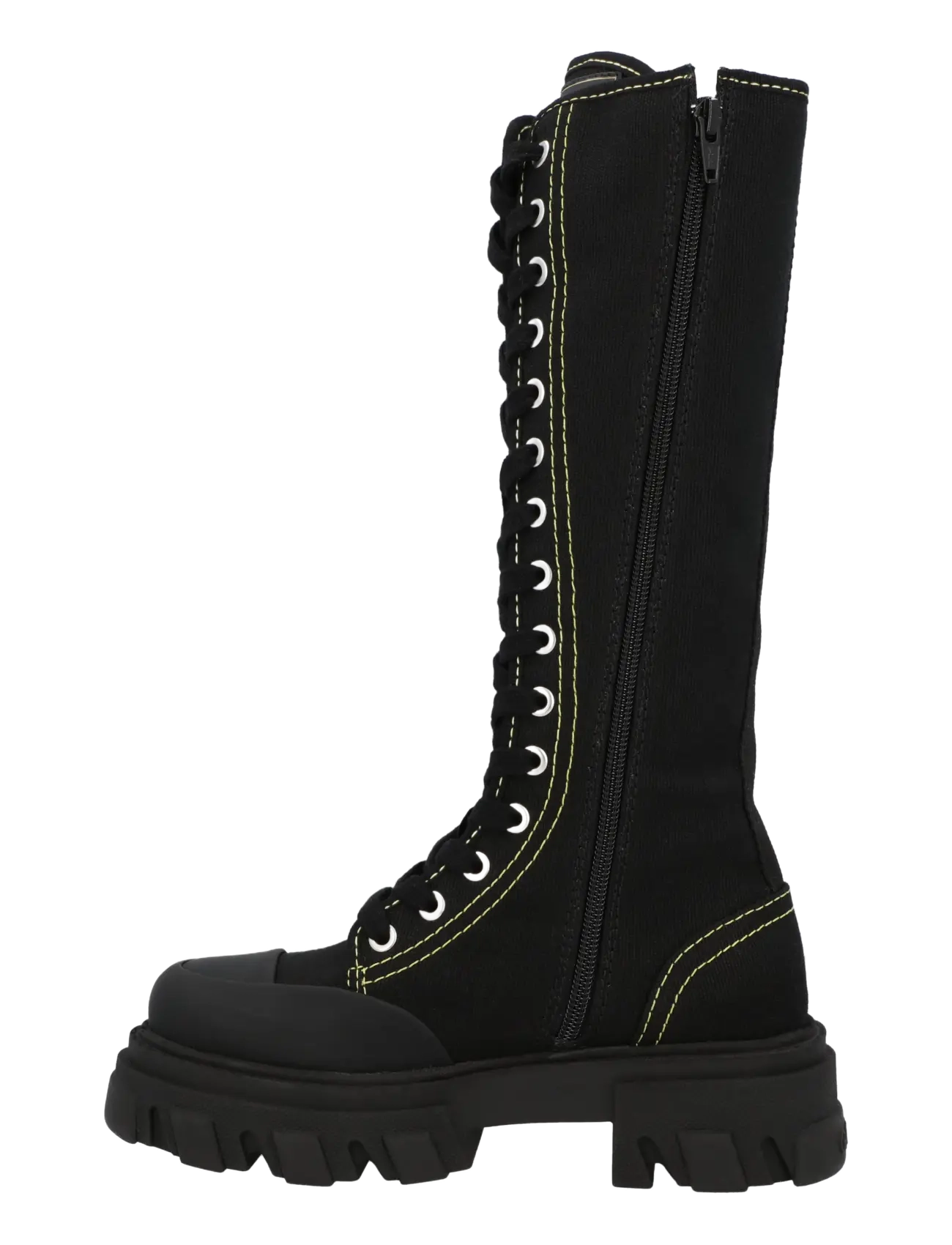 Ganni - Boots Cleated High Canvas Trail - kniehohe stiefel - black - 1