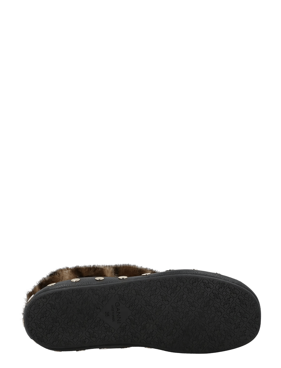 Ganni - Jenny Low Fur Boots - flache stiefeletten - black - 2