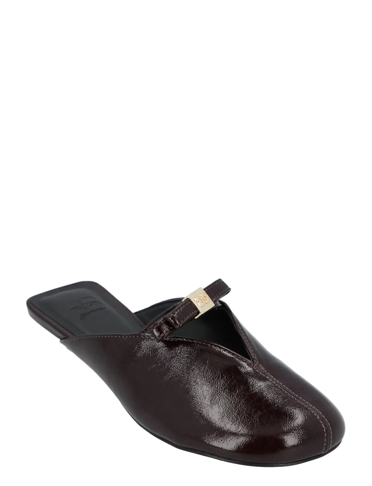 Ganni Sue Bow Kitten Heel Deep Shine - Schuhe - BROWN / brown