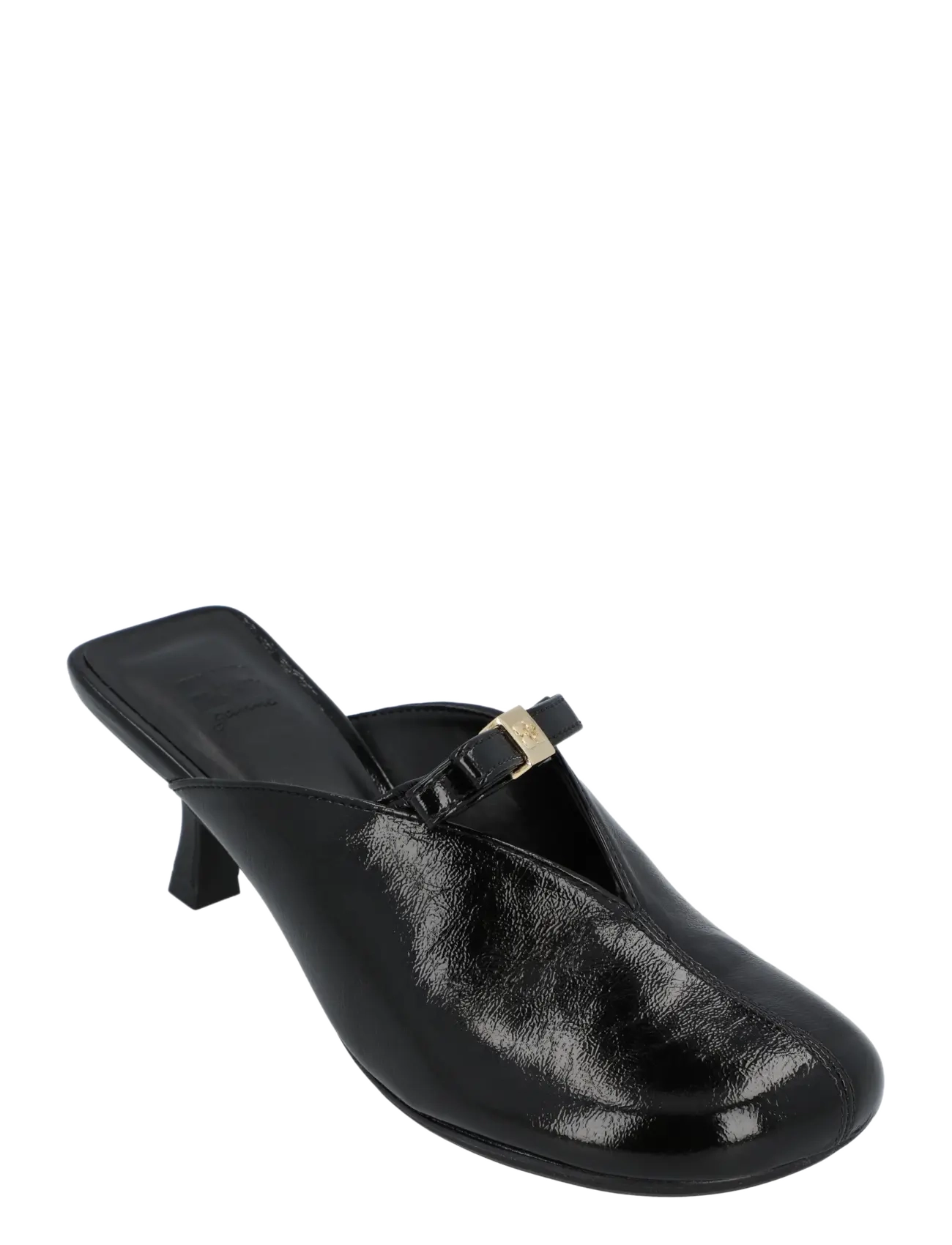 Ganni Sue Bow Heeled Mule Deep Shine - Pantoletten mit Absatz - BLACK / black