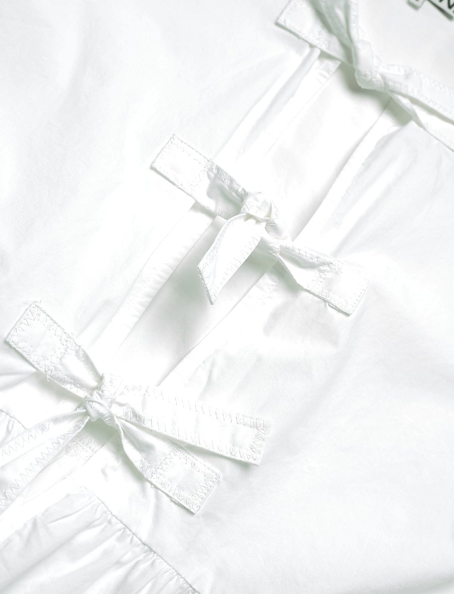 Ganni - Cotton Poplin Peplum Blouse - blouses met korte mouwen - white - 2