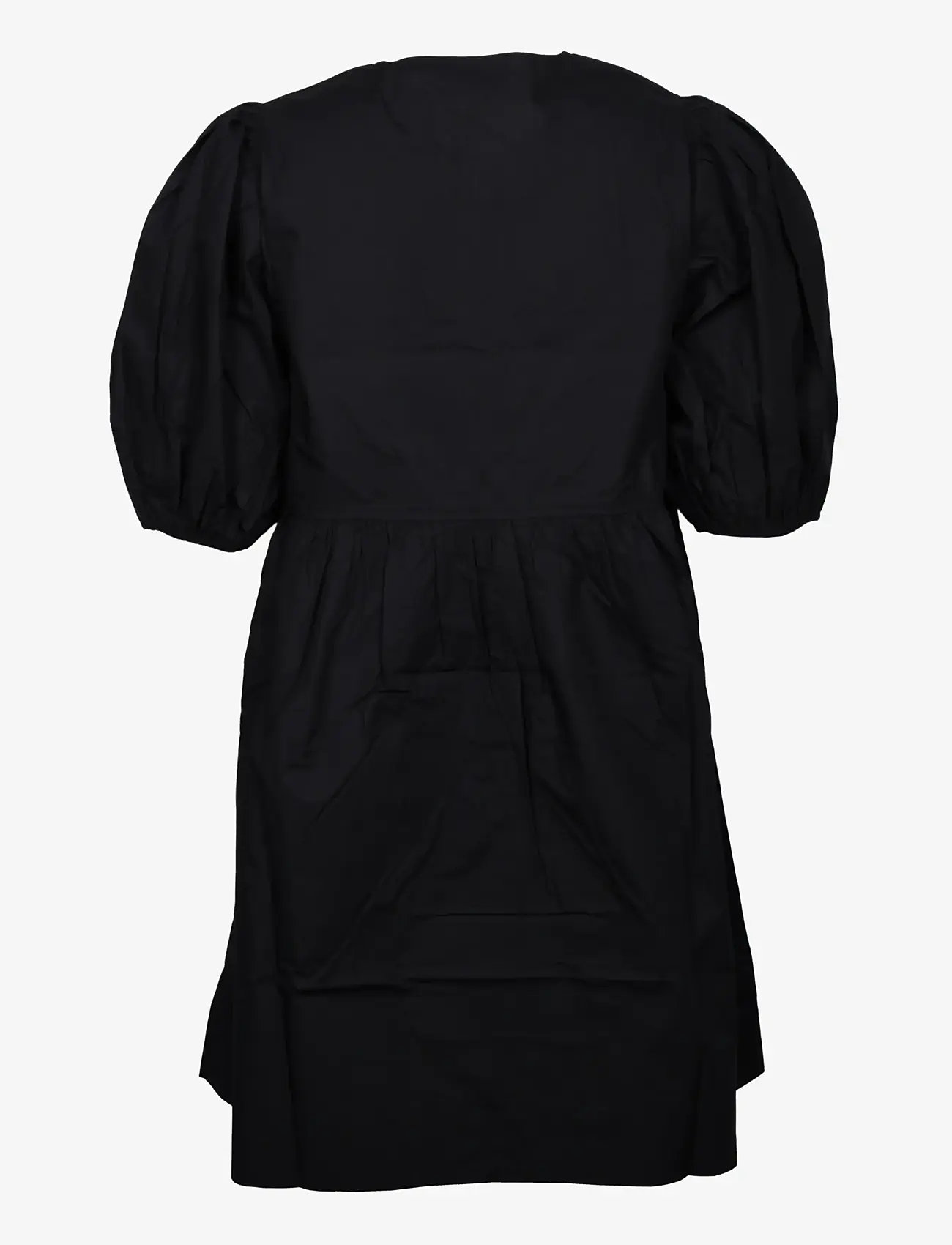 Ganni - Cotton Poplin Tie String Mini Dress - sommerkjoler - black - 1