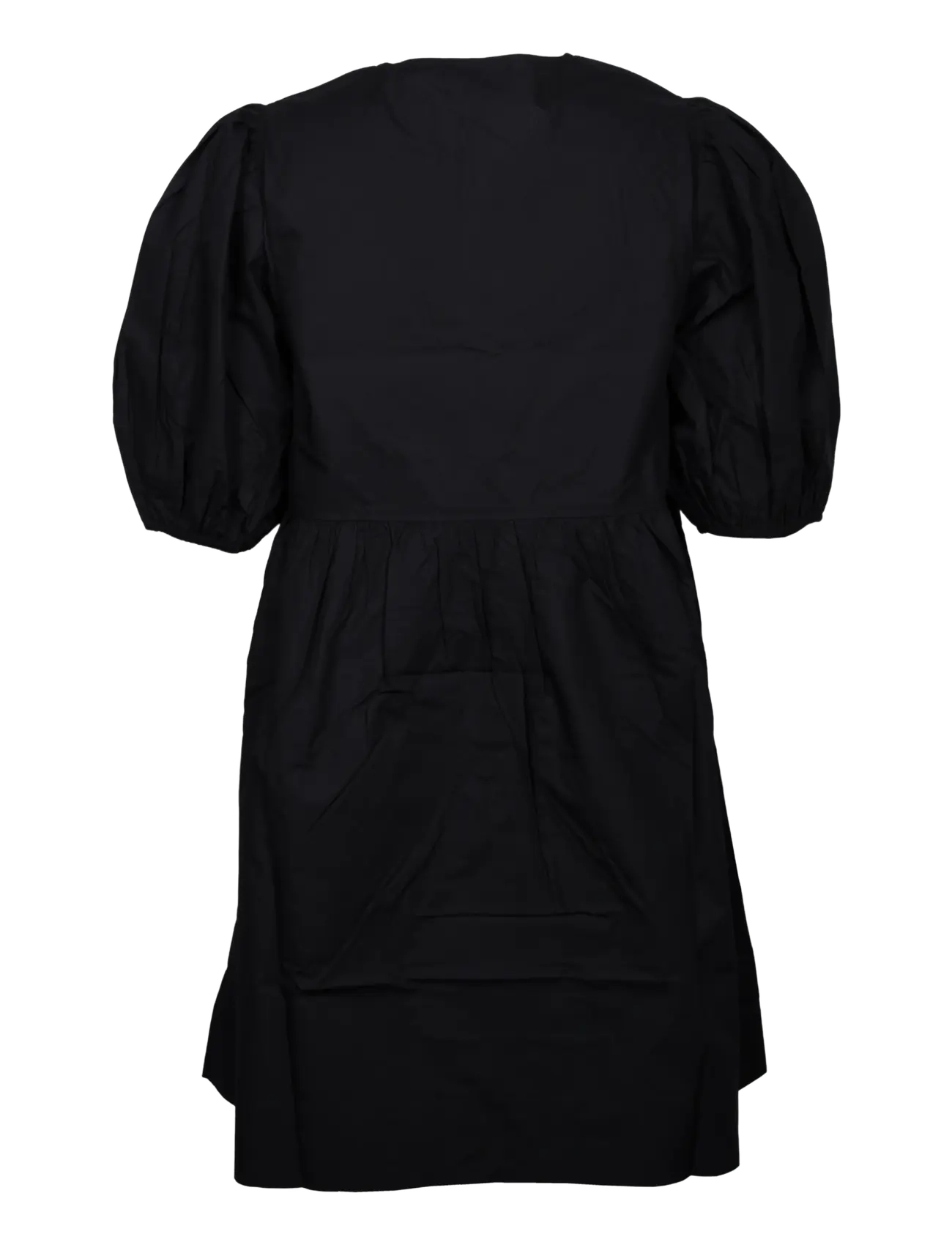 Ganni - Cotton Poplin Tie String Mini Dress - zomerjurken - black - 1