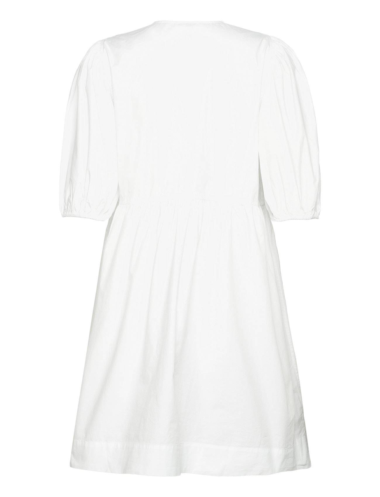 Ganni - Cotton Poplin Tie String Mini Dress - konfirmationstøj - bright white - 1