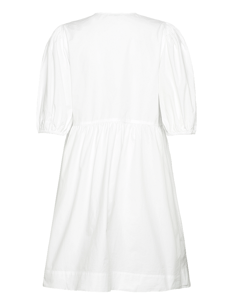 Ganni - Cotton Poplin Tie String Mini Dress - konfirmationstøj - bright white - 1
