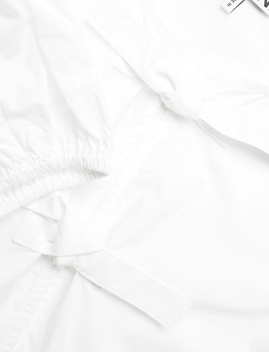 Ganni - Cotton Poplin Tie String Mini Dress - konfirmationstøj - bright white - 2