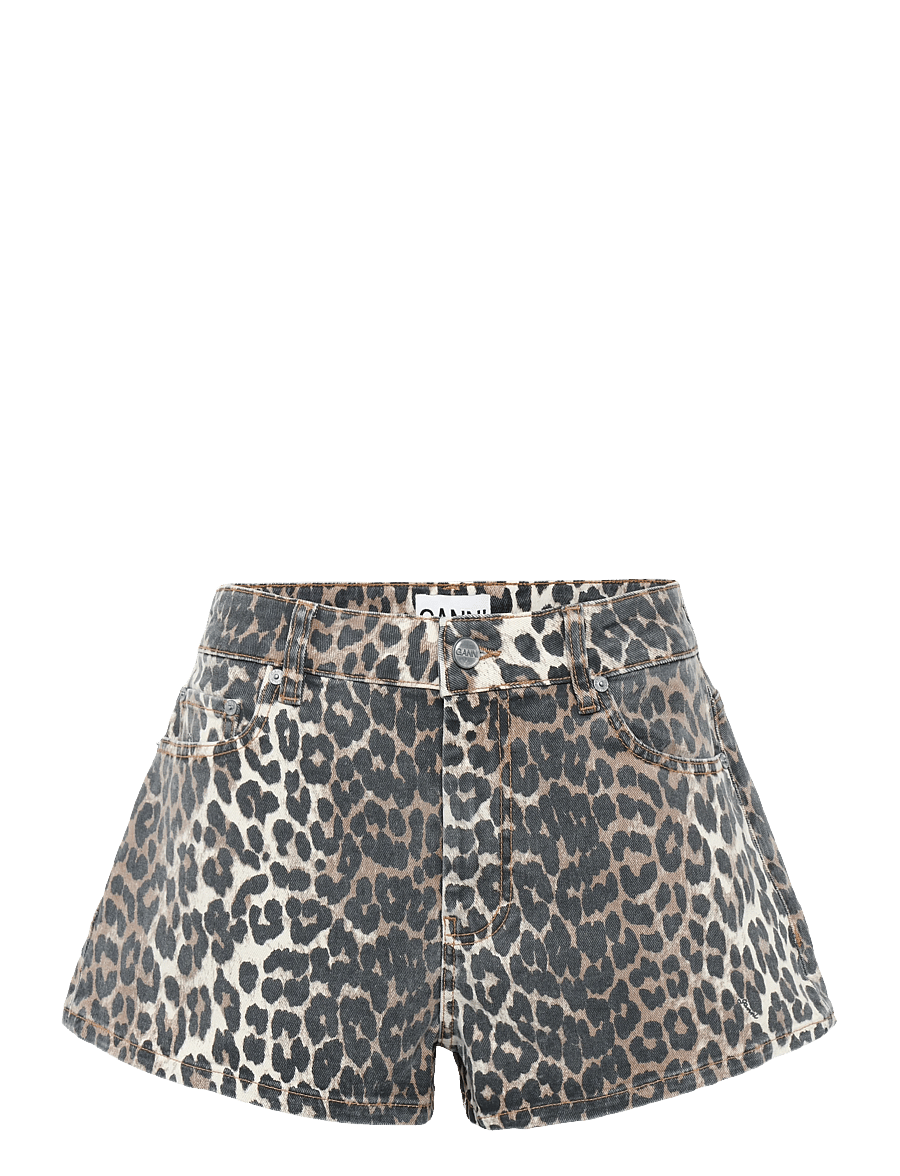 Ganni - Print Denim Hotpants - freizeitshorts - brown - 0