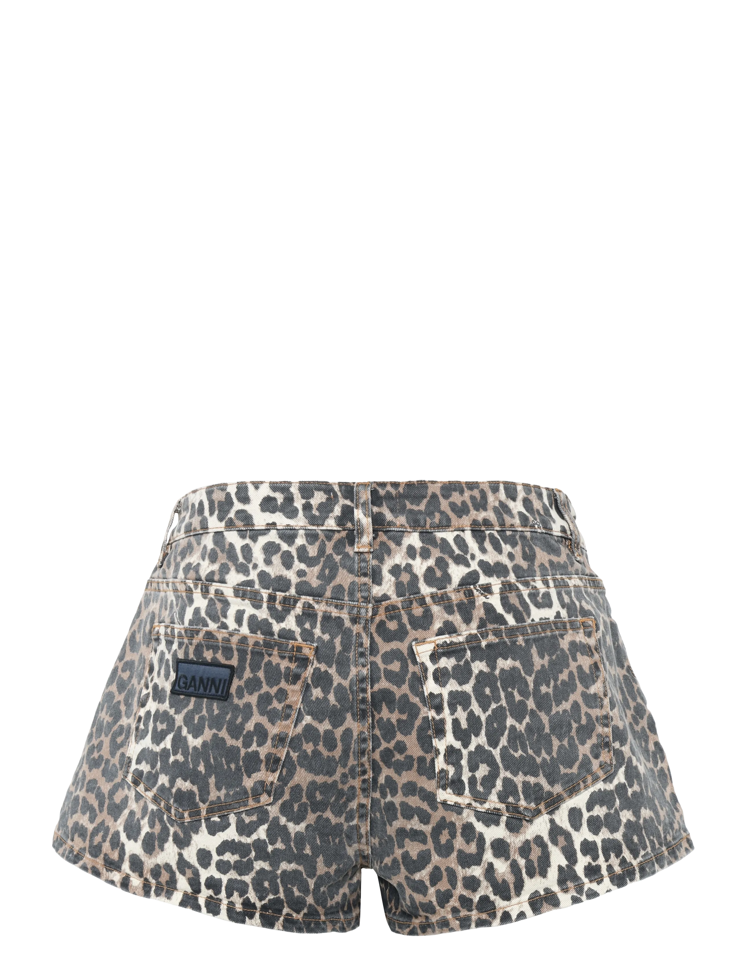 Ganni - Print Denim Hotpants - freizeitshorts - brown - 1