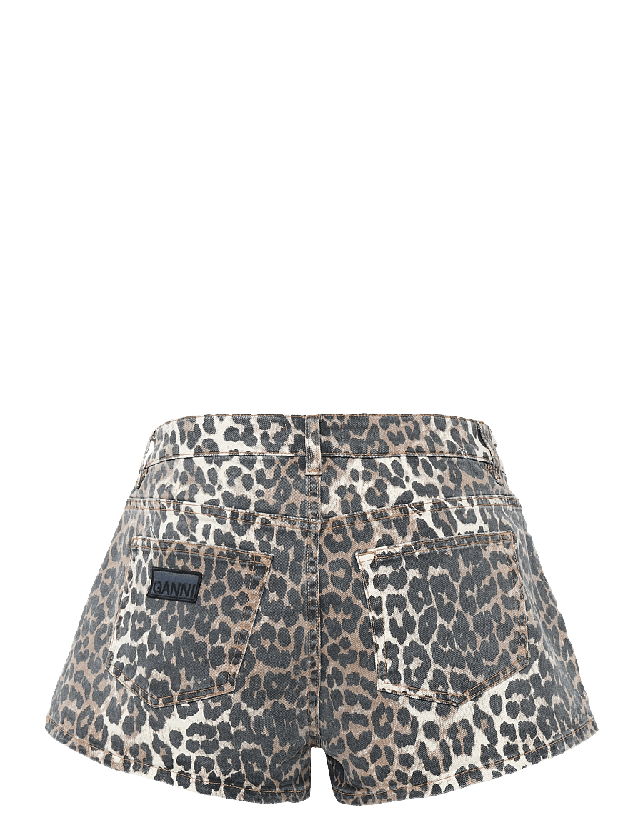 Ganni - Print Denim Hotpants - freizeitshorts - brown - 1