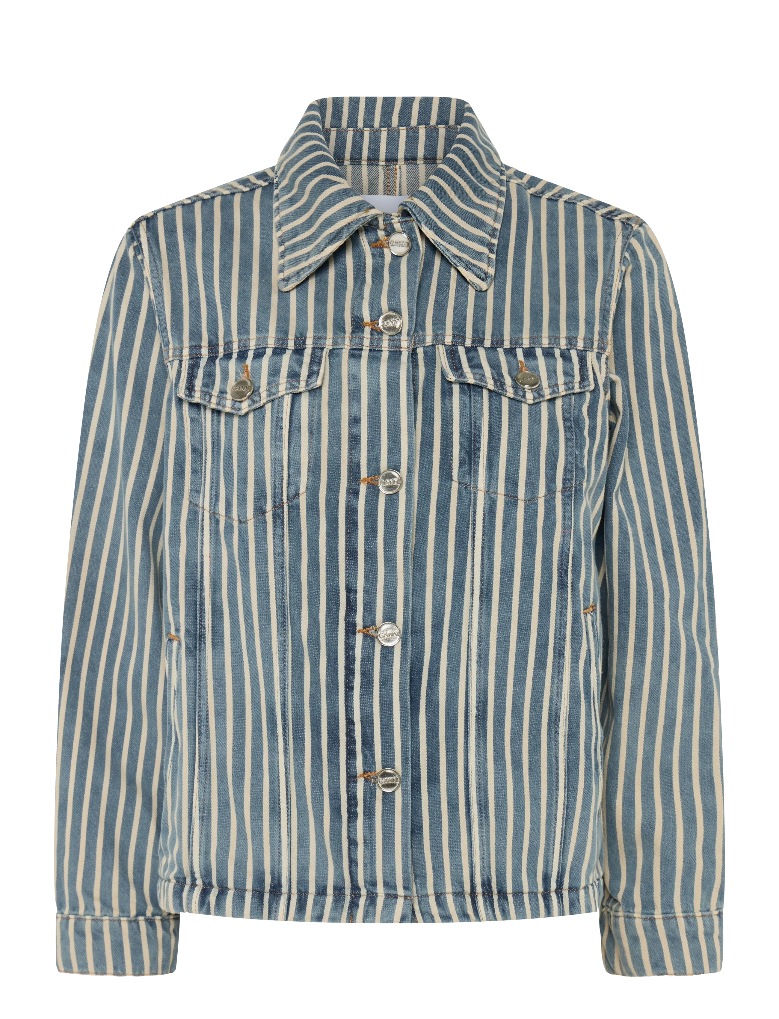 Ganni - Soft Chambray Denim Jacket - frühlingsjacken - blue - 1