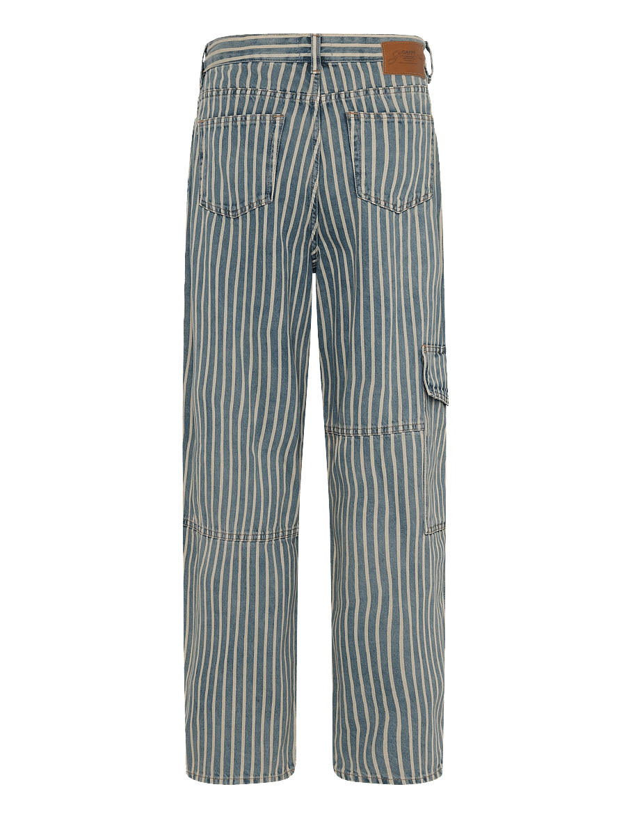 Ganni - Striped Denim Carpenter Jeans - gerade jeans - blue - 1