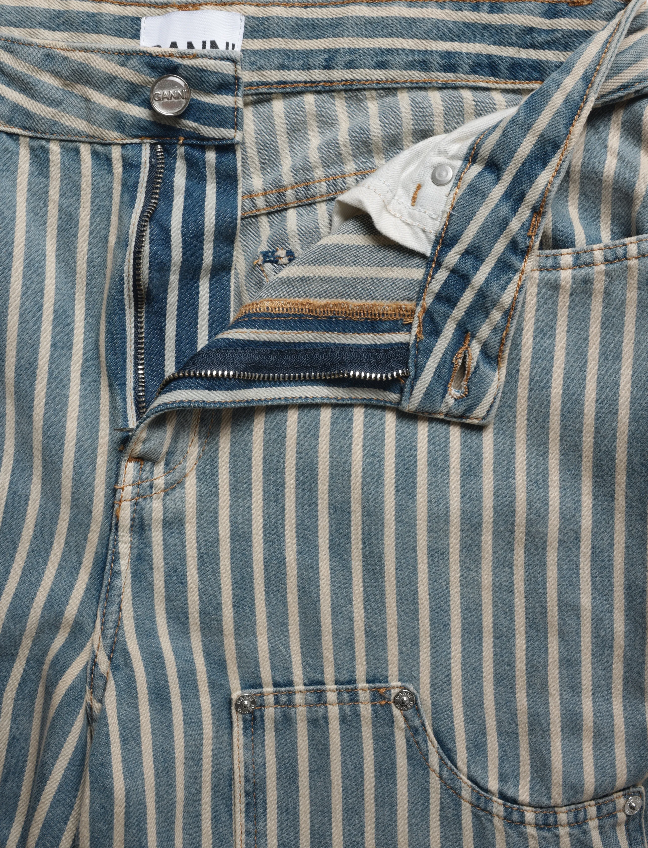 Ganni - Striped Denim Carpenter Jeans - blue - 3