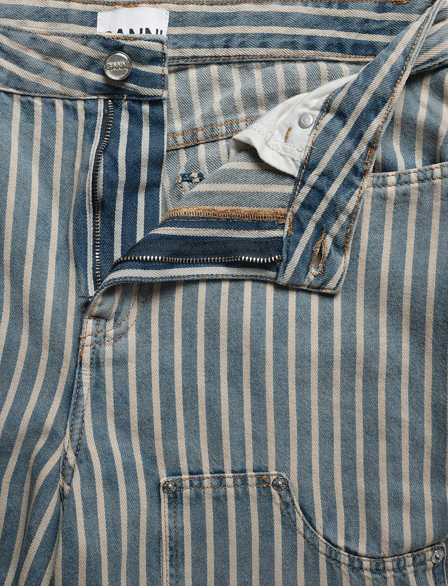 Ganni - Striped Denim Carpenter Jeans - gerade jeans - blue - 3