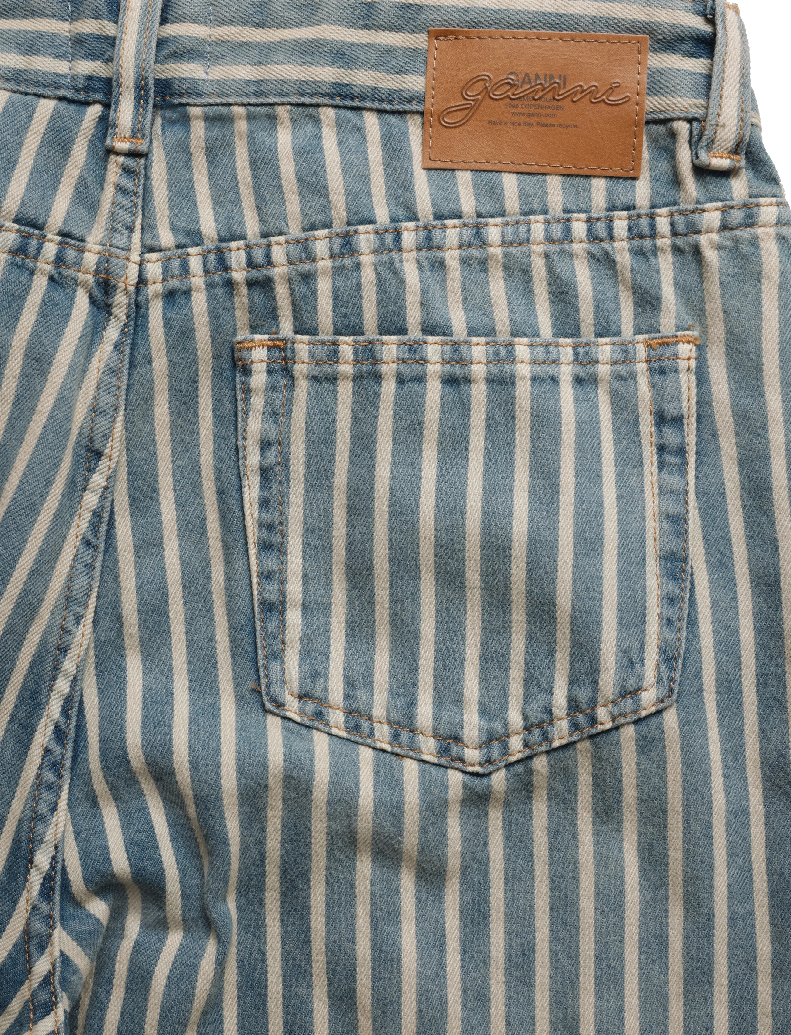 Ganni - Striped Denim Carpenter Jeans - blue - 4