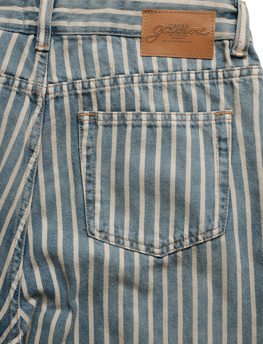Ganni - Striped Denim Carpenter Jeans - gerade jeans - blue - 4