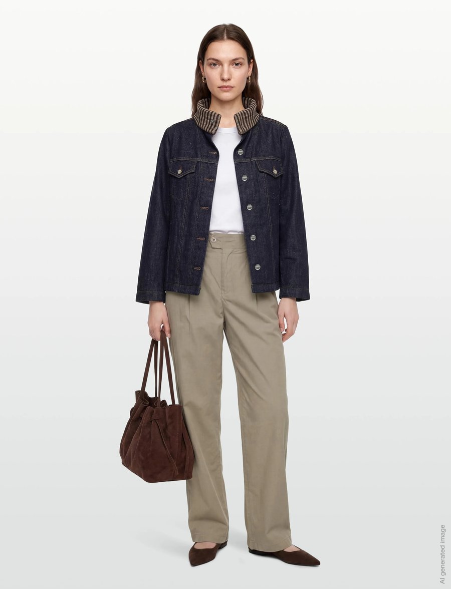 Ganni - Neppy Denim Bonded Jacket - frühlingsjacken - blue - 0