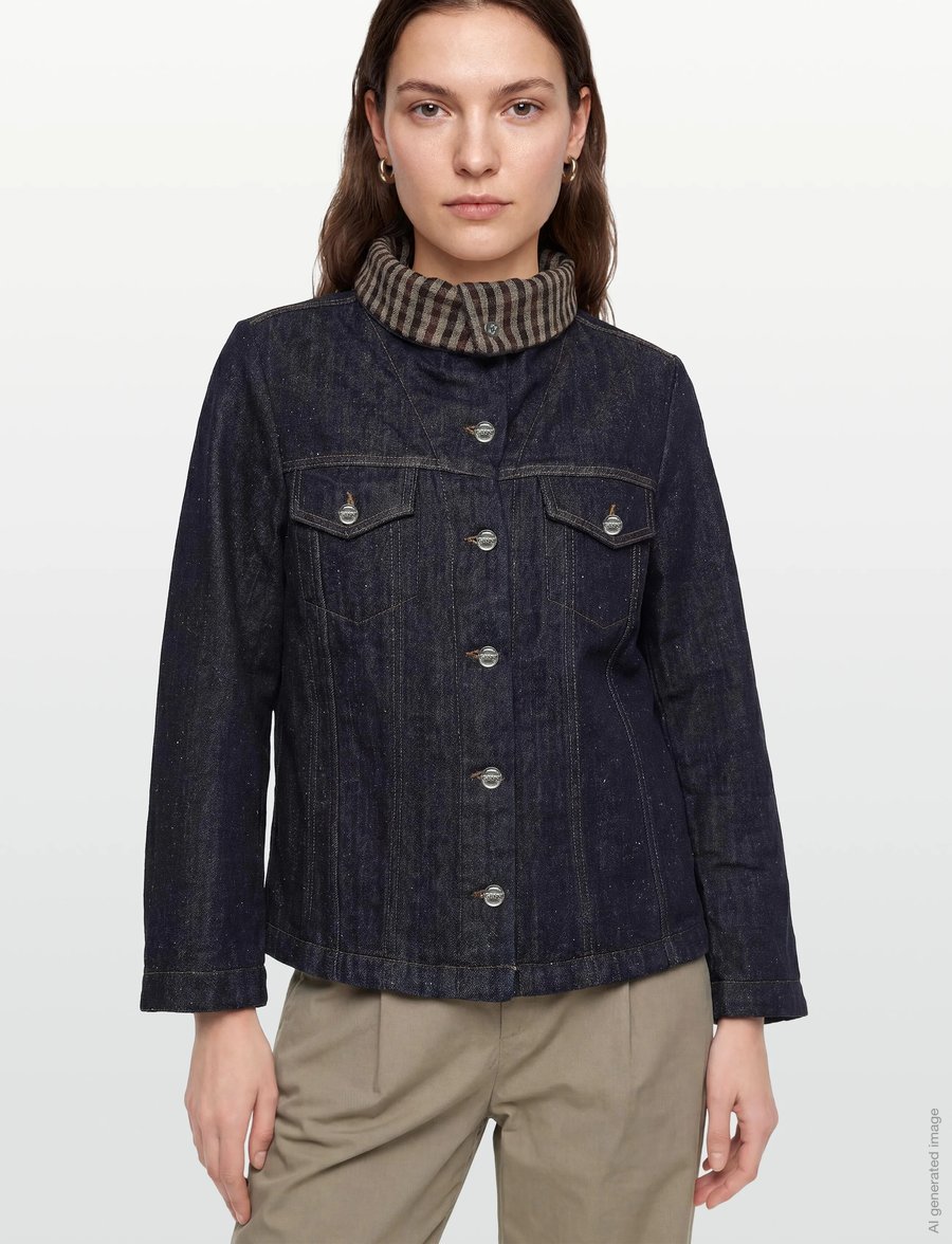 Ganni - Neppy Denim Bonded Jacket - frühlingsjacken - blue - 3
