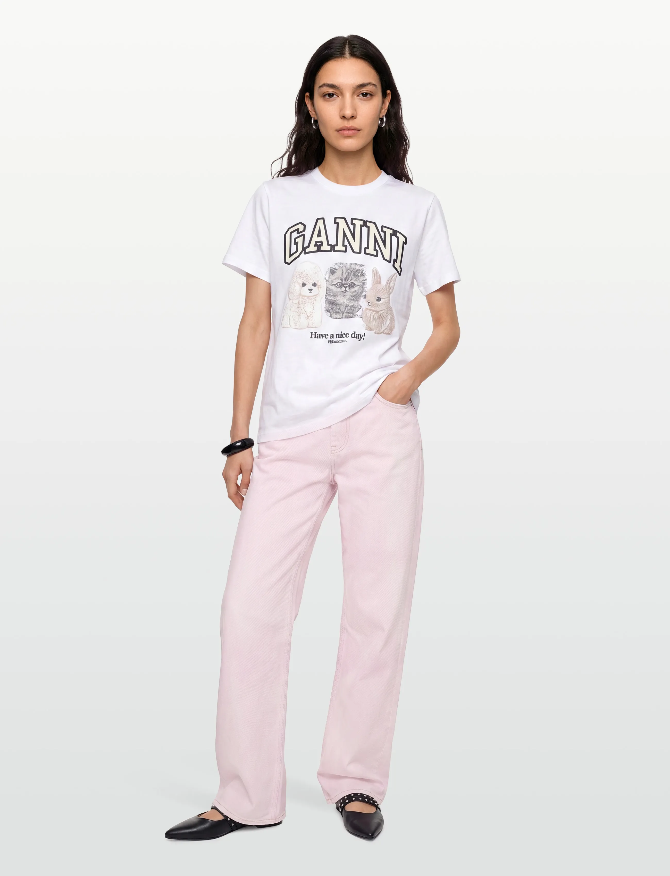 Ganni Overdyed Heavy Denim Izey Jeans, 27, Pink, Jeans > Vidde, Dame
