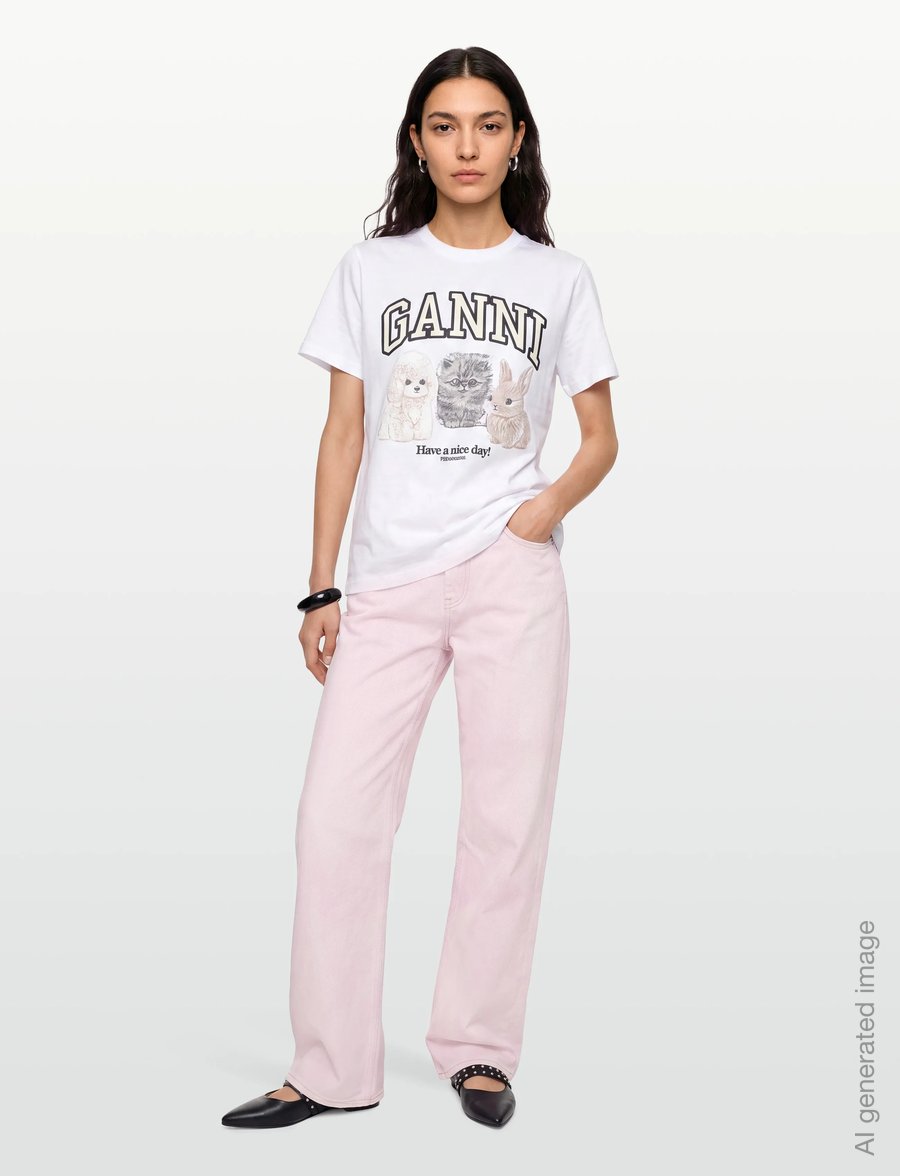 Ganni - Overdyed Heavy Denim Izey Jeans - wide leg jeans - pink - 0
