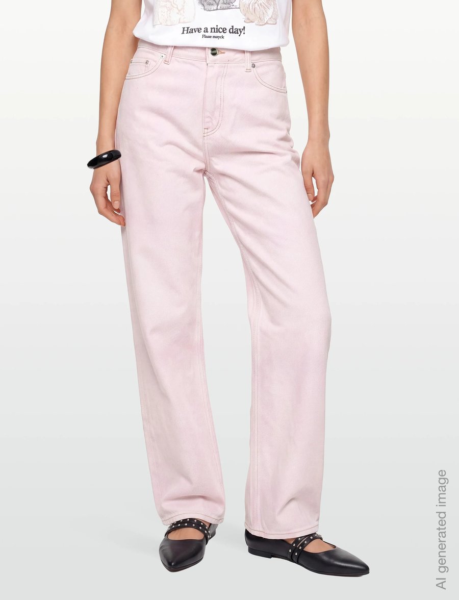 Ganni - Overdyed Heavy Denim Izey Jeans - wide leg jeans - pink - 3