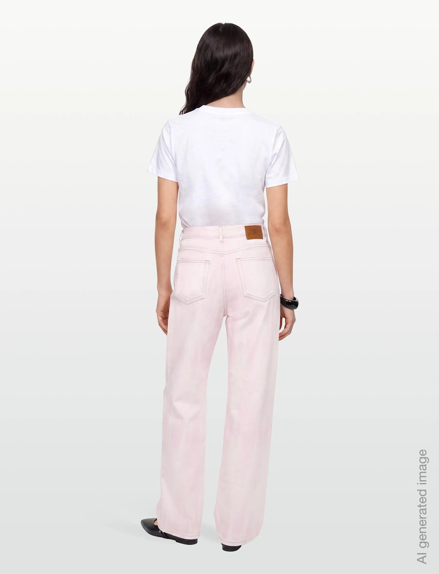 Ganni - Overdyed Heavy Denim Izey Jeans - wide leg jeans - pink - 4