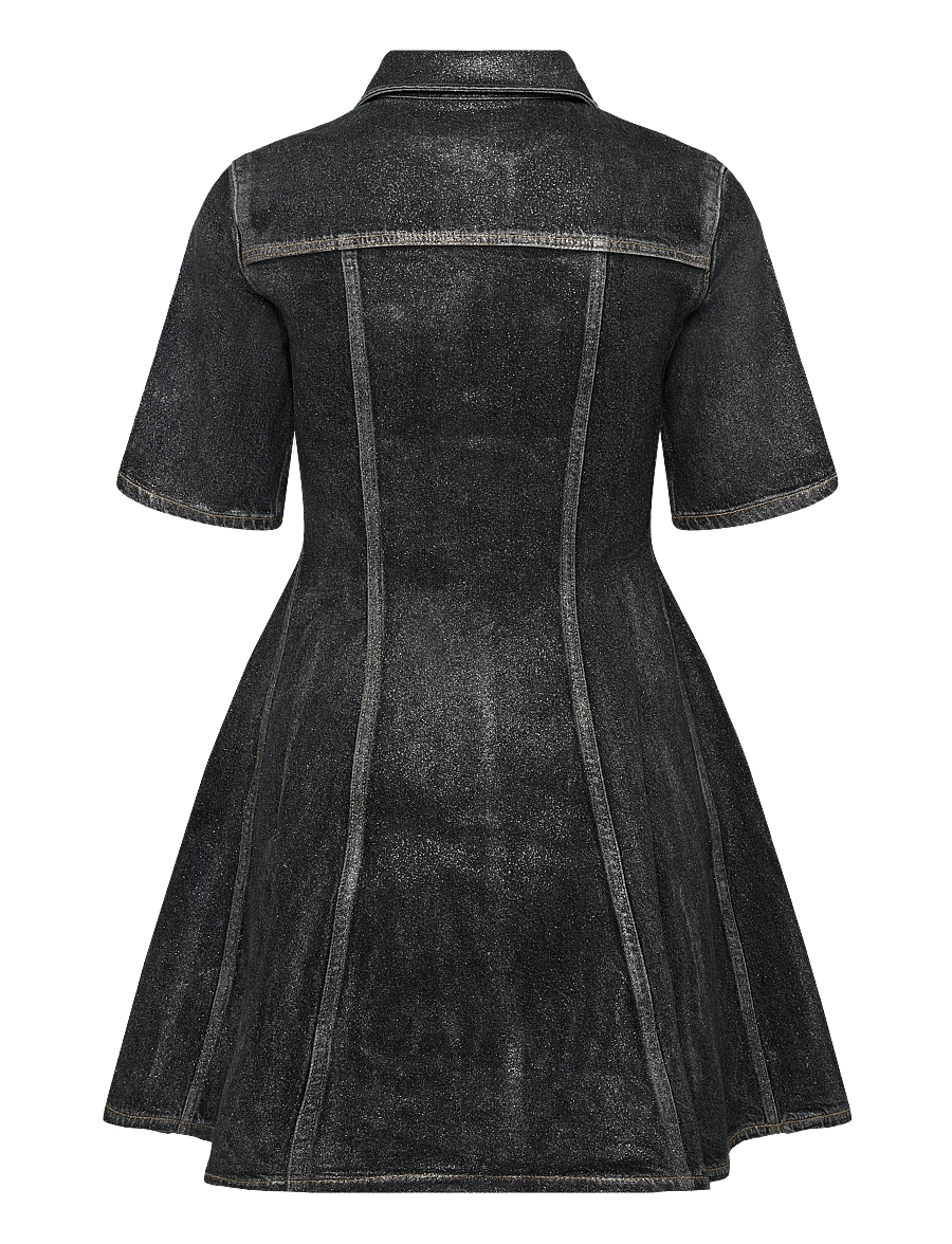 Ganni - Denim Mini Dress - skjortklänningar - black - 2