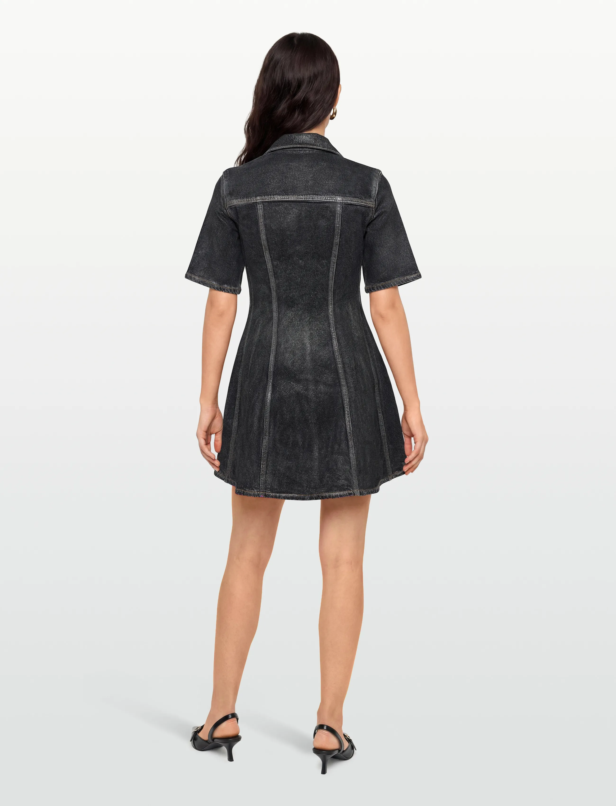 Ganni - Denim Mini Dress - black - 4