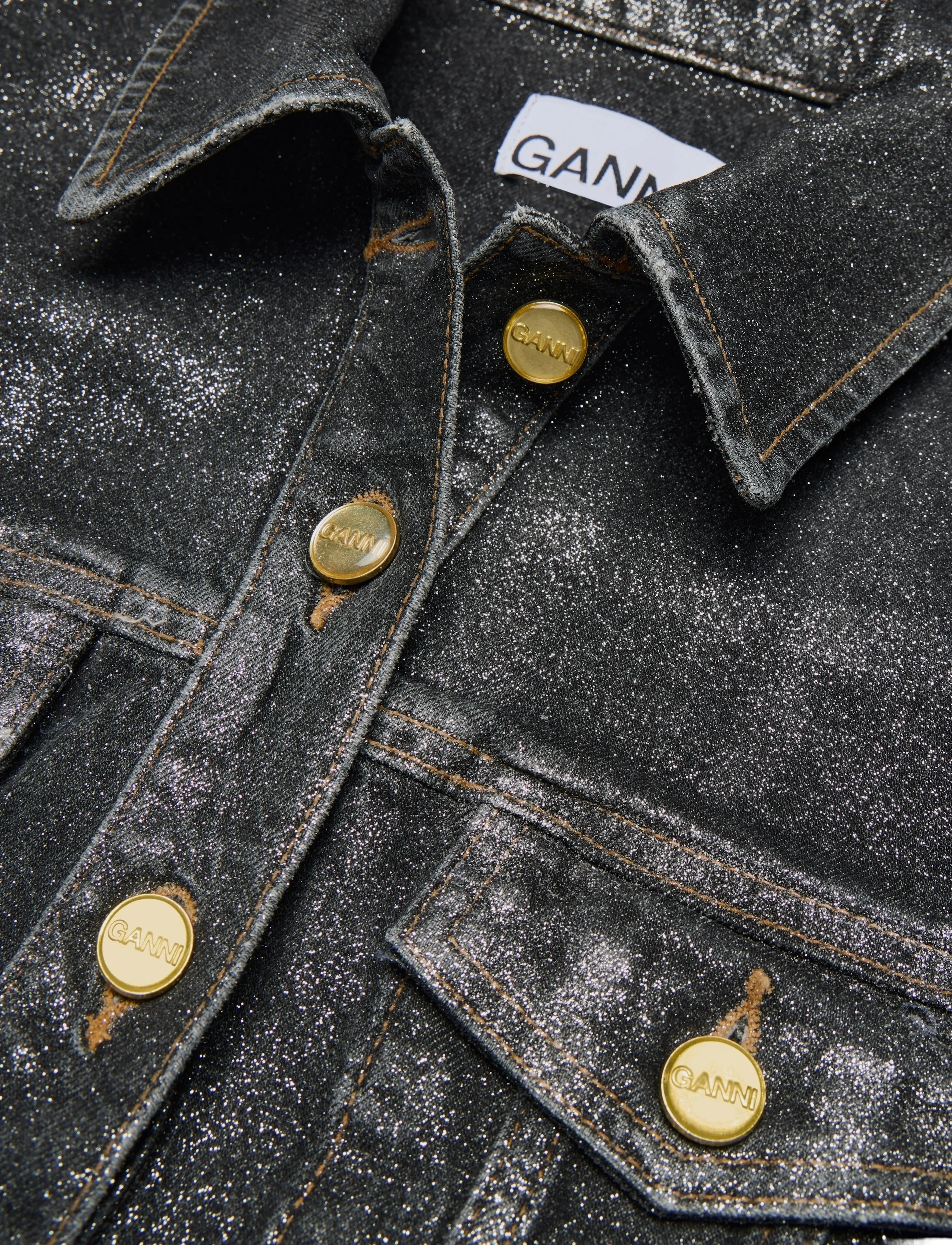 Ganni - Denim Mini Dress - black - 5