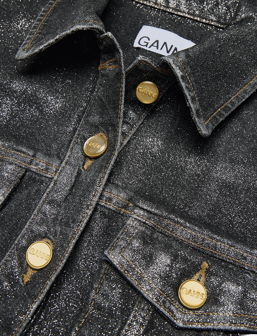 Ganni - Denim Mini Dress - skjortklänningar - black - 5