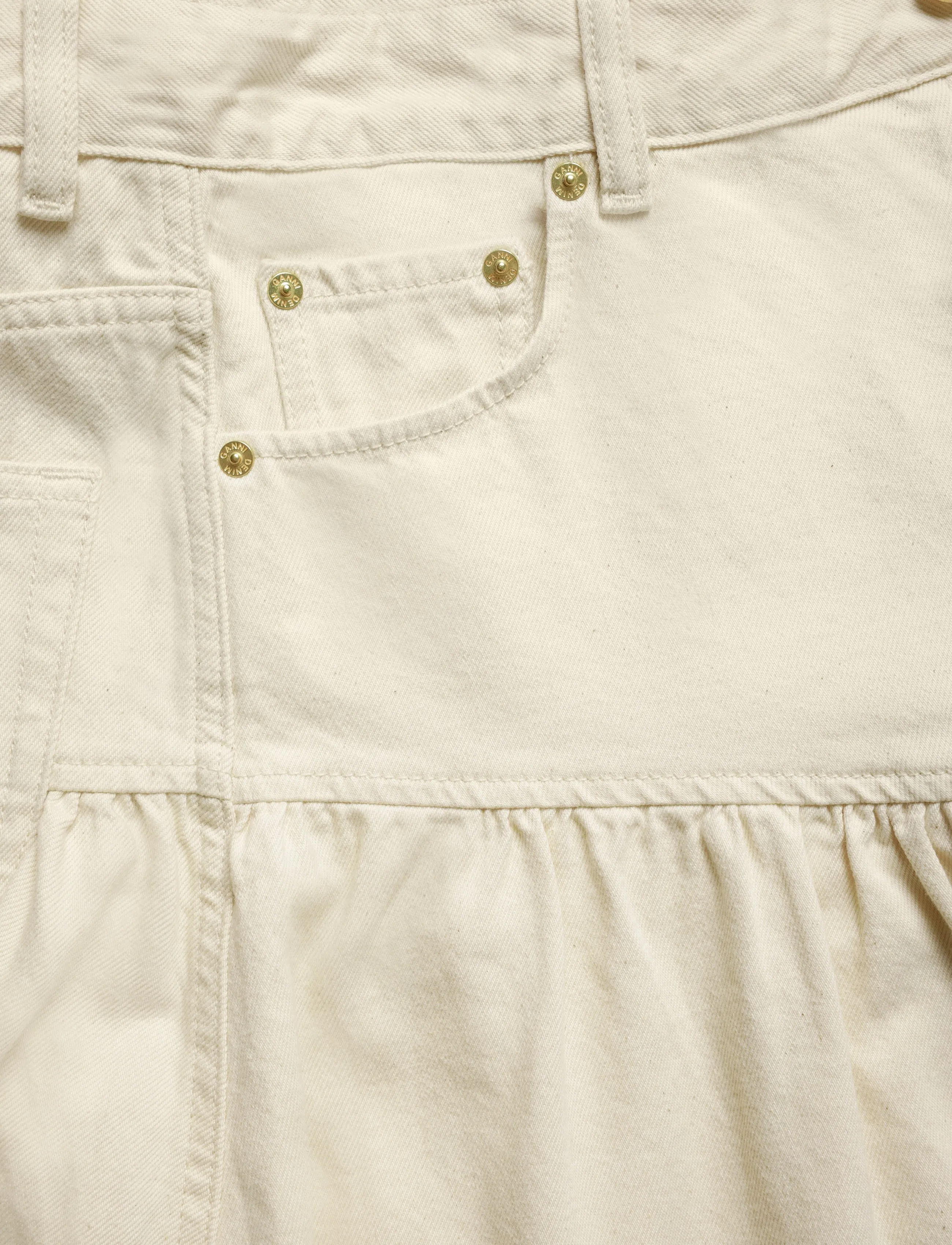 Ganni - Broderie Anglaise Denim Skirt - jeansröcke - white - 2
