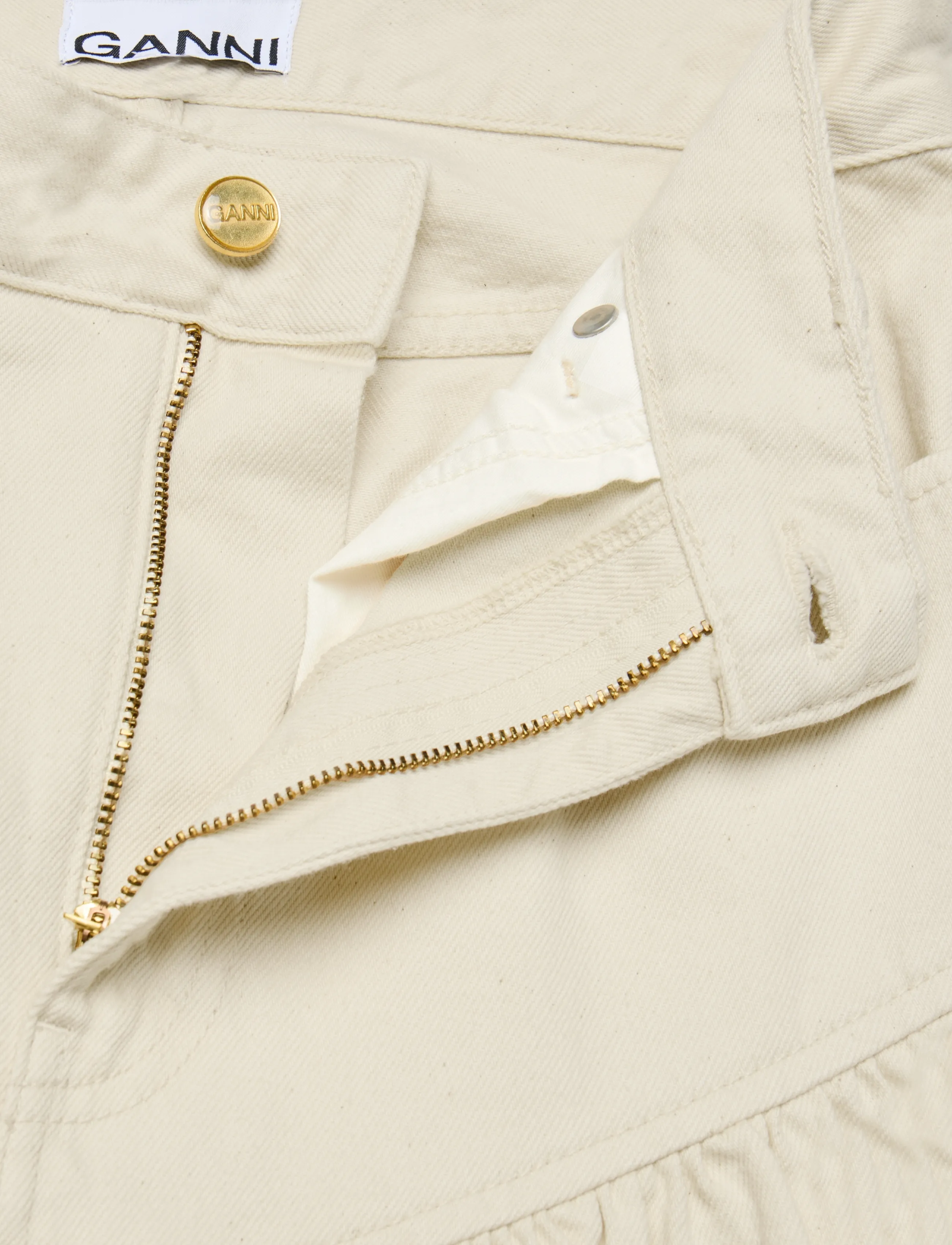 Ganni - Broderie Anglaise Denim Skirt - jeansröcke - white - 3