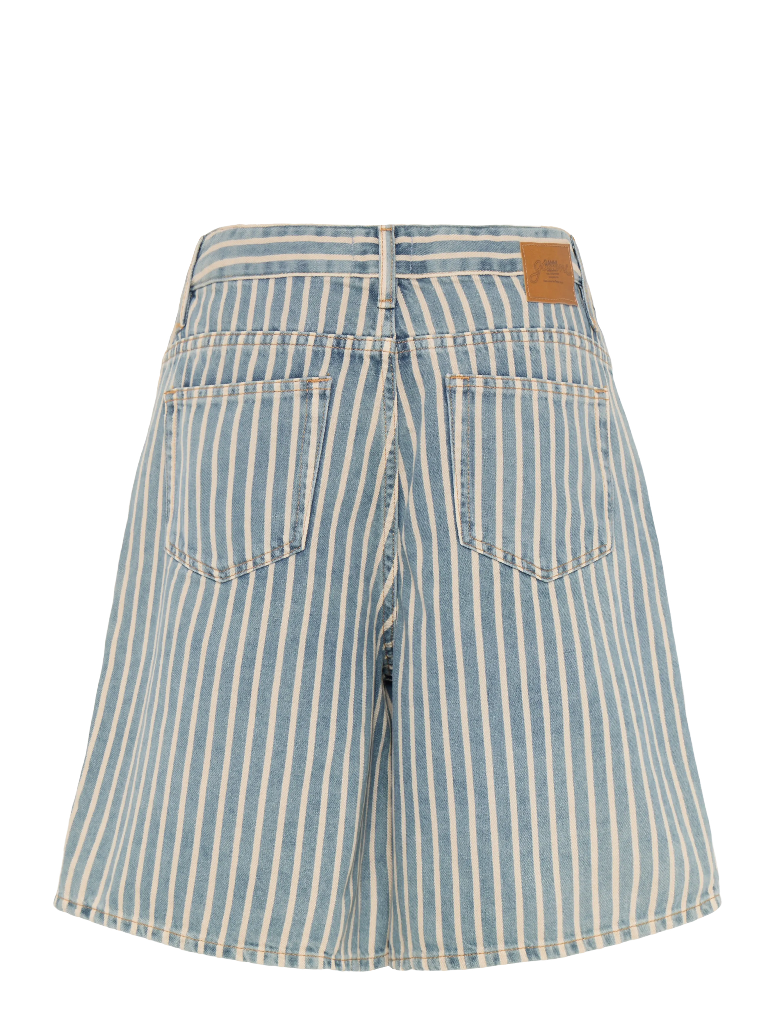 Ganni - Striped Denim Shorts - jeansshorts - blue - 1