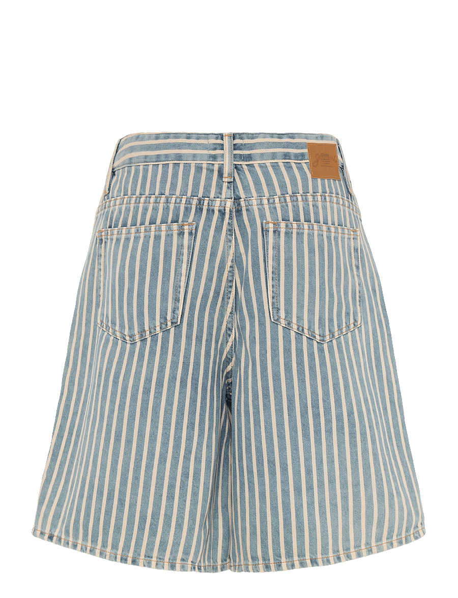 Ganni - Striped Denim Shorts - jeansshorts - blue - 1