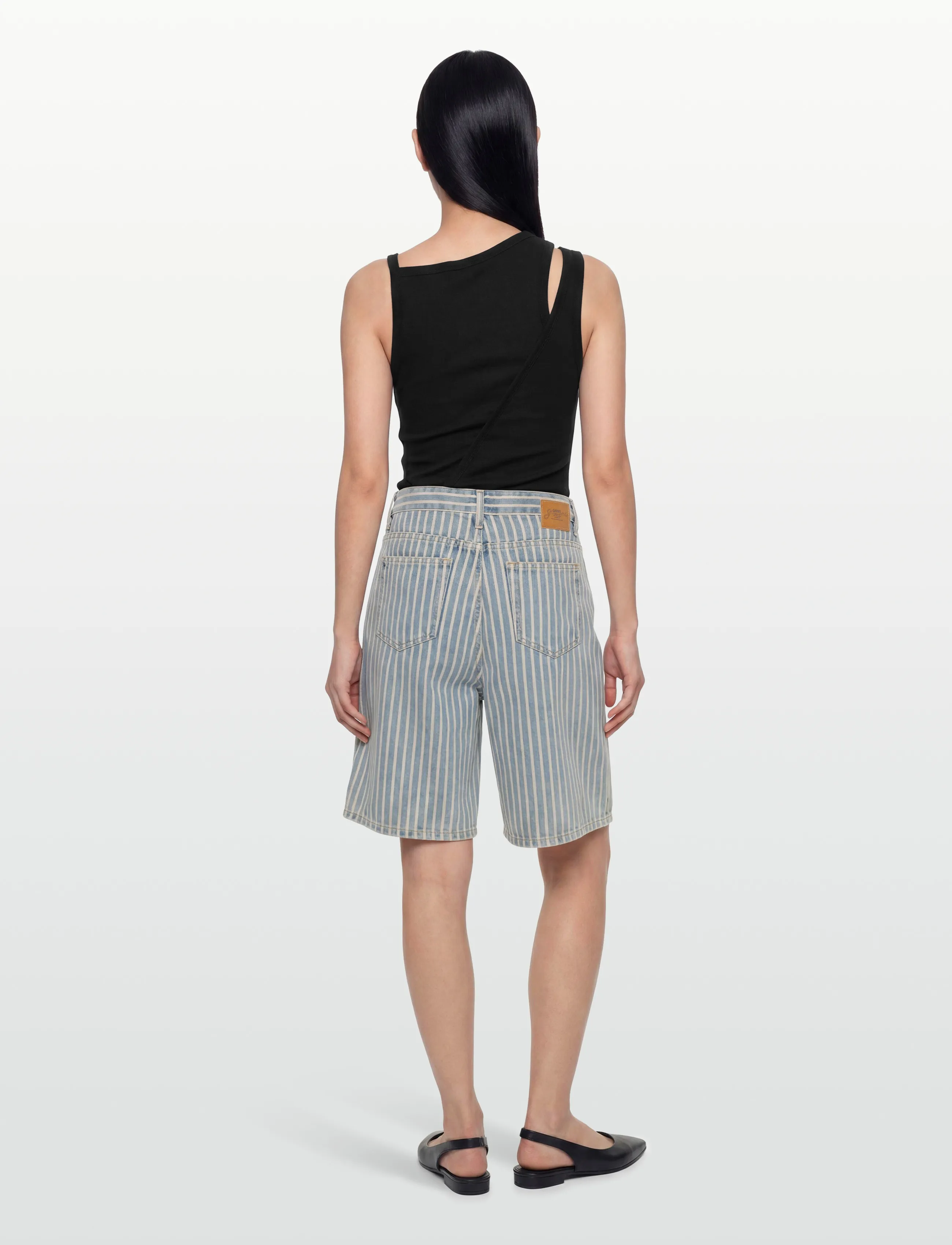 Ganni - Striped Denim Shorts - blue - 4