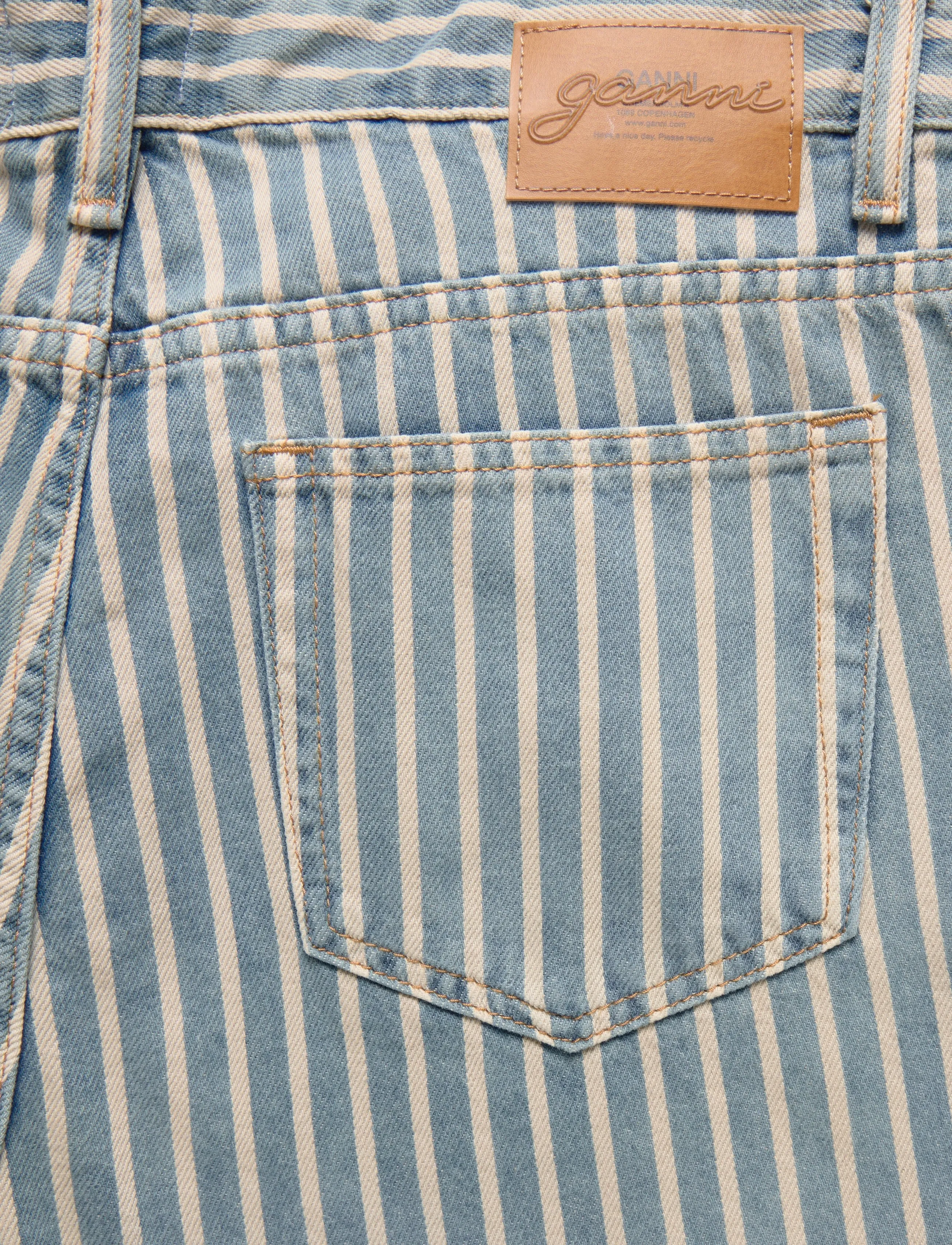Ganni - Striped Denim Shorts - jeansshorts - blue - 2