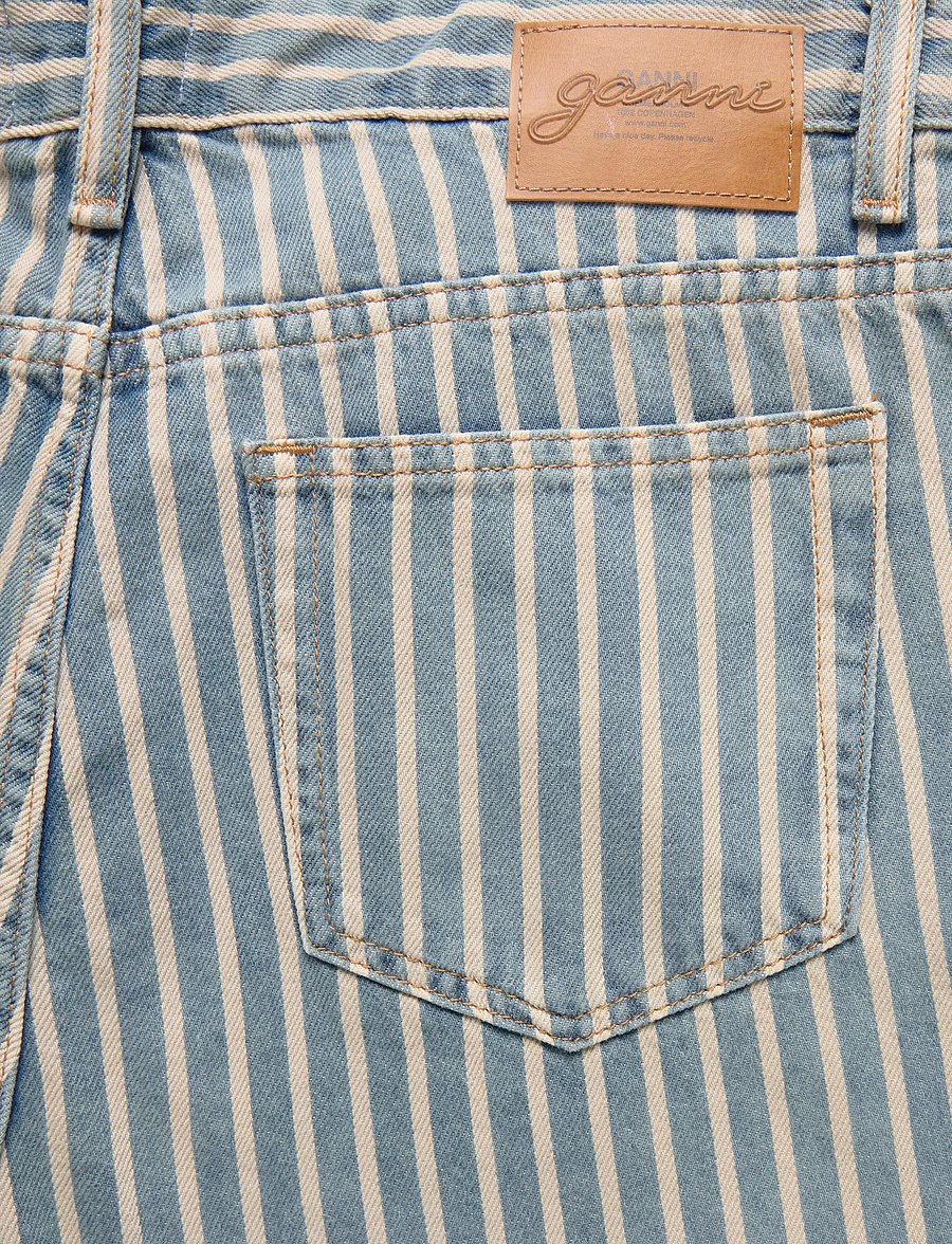 Ganni - Striped Denim Shorts - jeansshorts - blue - 2