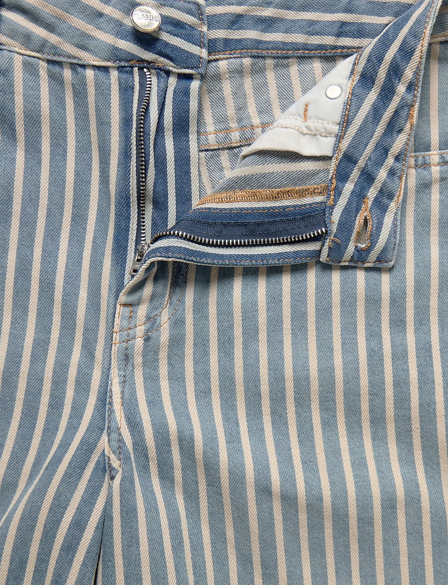 Ganni - Striped Denim Shorts - jeansshorts - blue - 3