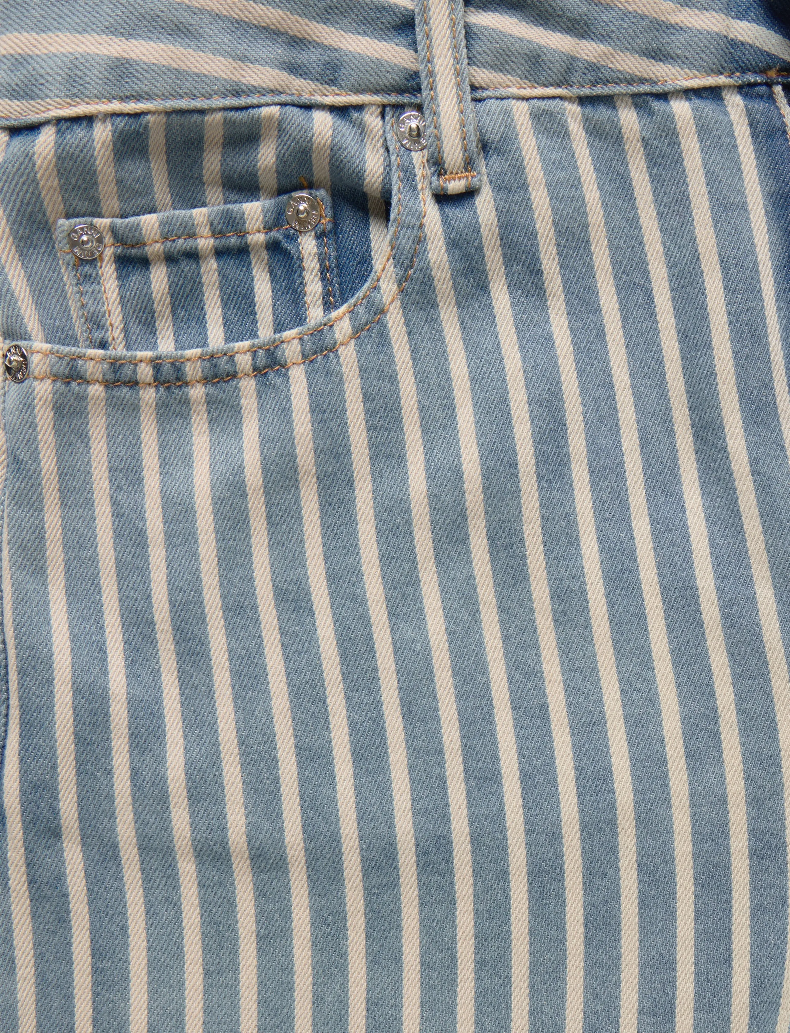 Ganni - Striped Denim Shorts - jeansshorts - blue - 4