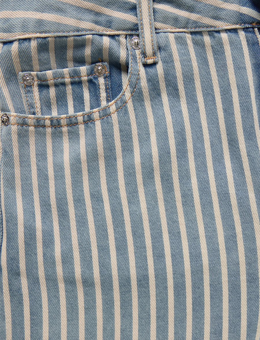 Ganni - Striped Denim Shorts - jeansshorts - blue - 4