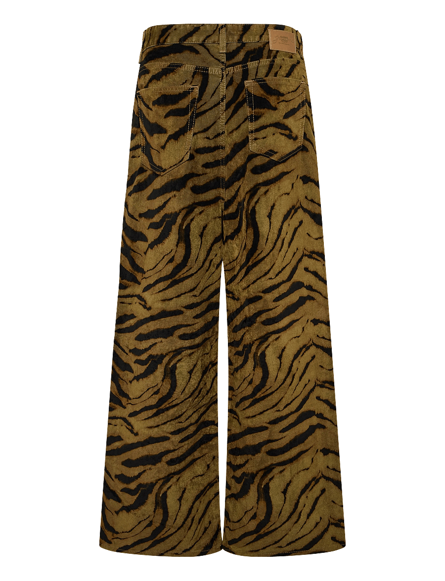 Ganni - Khaki Printed Denim Baggy Jeans - wide leg jeans - multicolored - 1