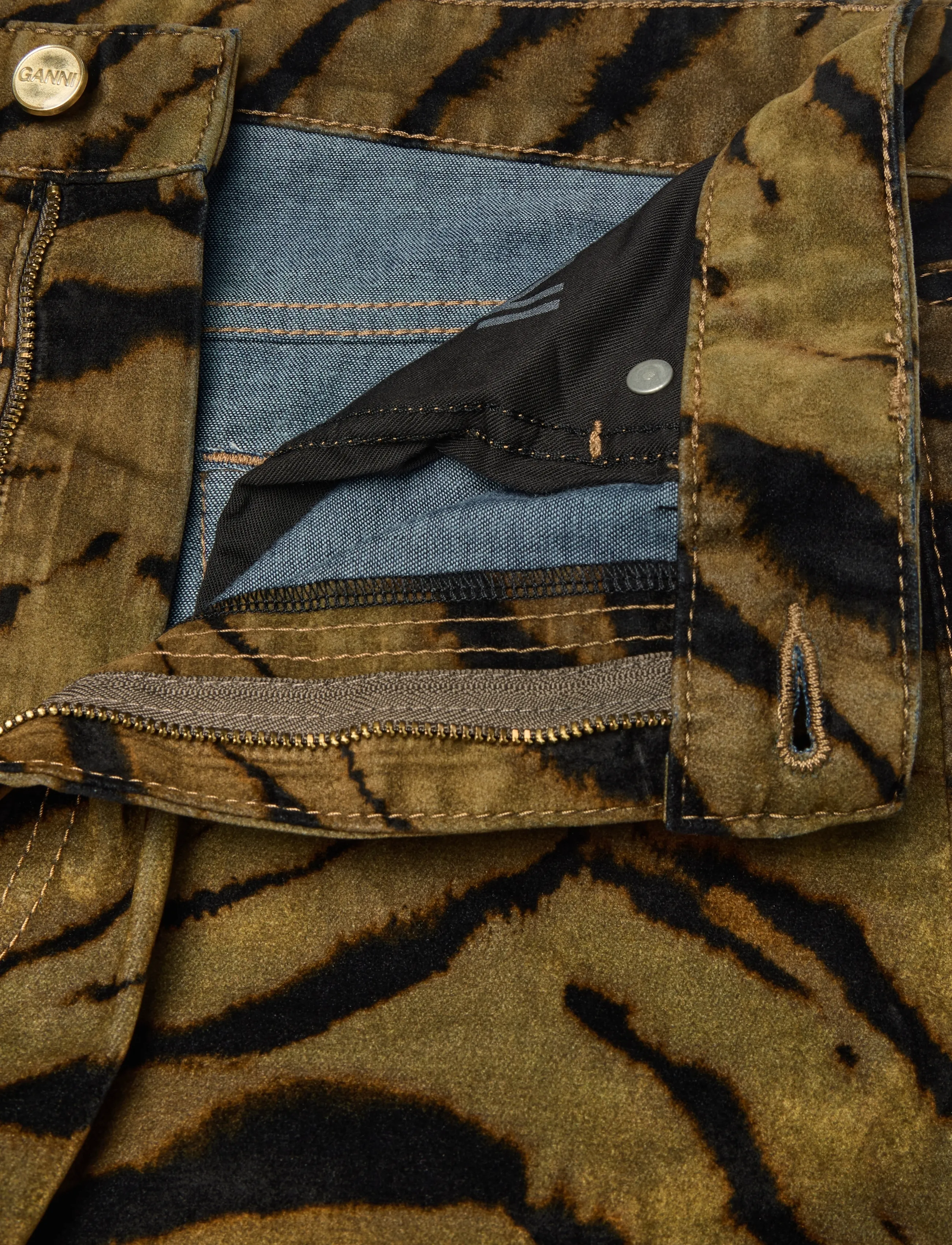 Ganni - Khaki Printed Denim Baggy Jeans - multicolored - 2