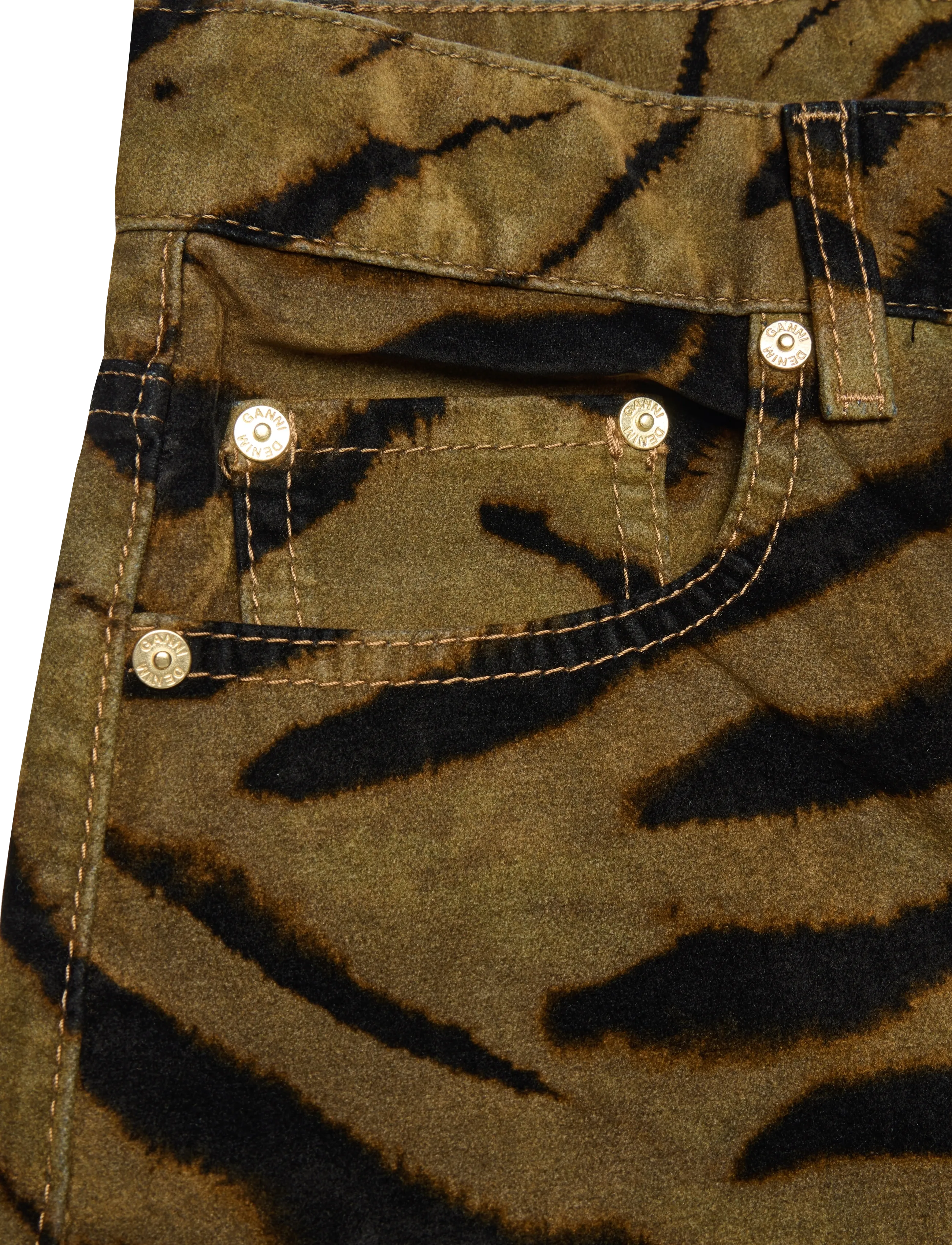 Ganni - Khaki Printed Denim Baggy Jeans - multicolored - 3