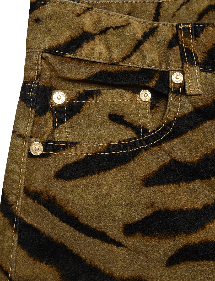 Ganni - Khaki Printed Denim Baggy Jeans - wide leg jeans - multicolored - 3